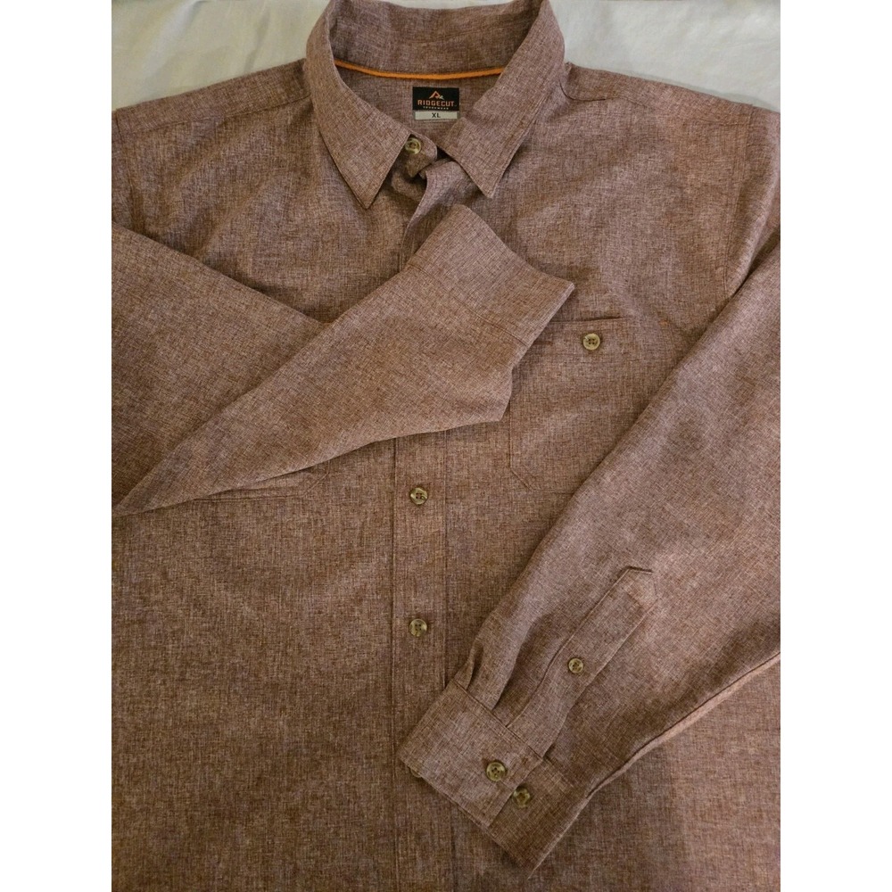 Ridgecut Men's XL Burgundy Shirt Long‎ Sleeve Button Down Toughwear 2 Pockets
